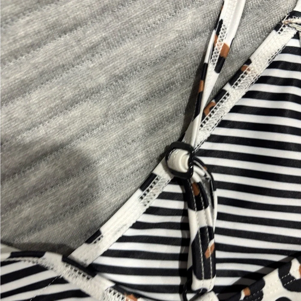 Tucker + Tate Girls Leopard Print Bikini Two Piece‎ Swimsuit Size 10 White Black